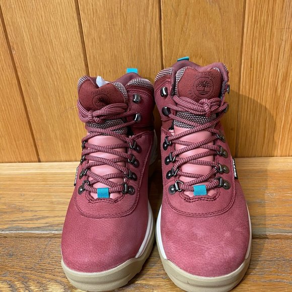 TIMBERLAND WOMEN'S WHITE LEDGE WATERPROOF MID HIKER DARK RED FULL GRAIN A5P2B - Picture 4 of 11